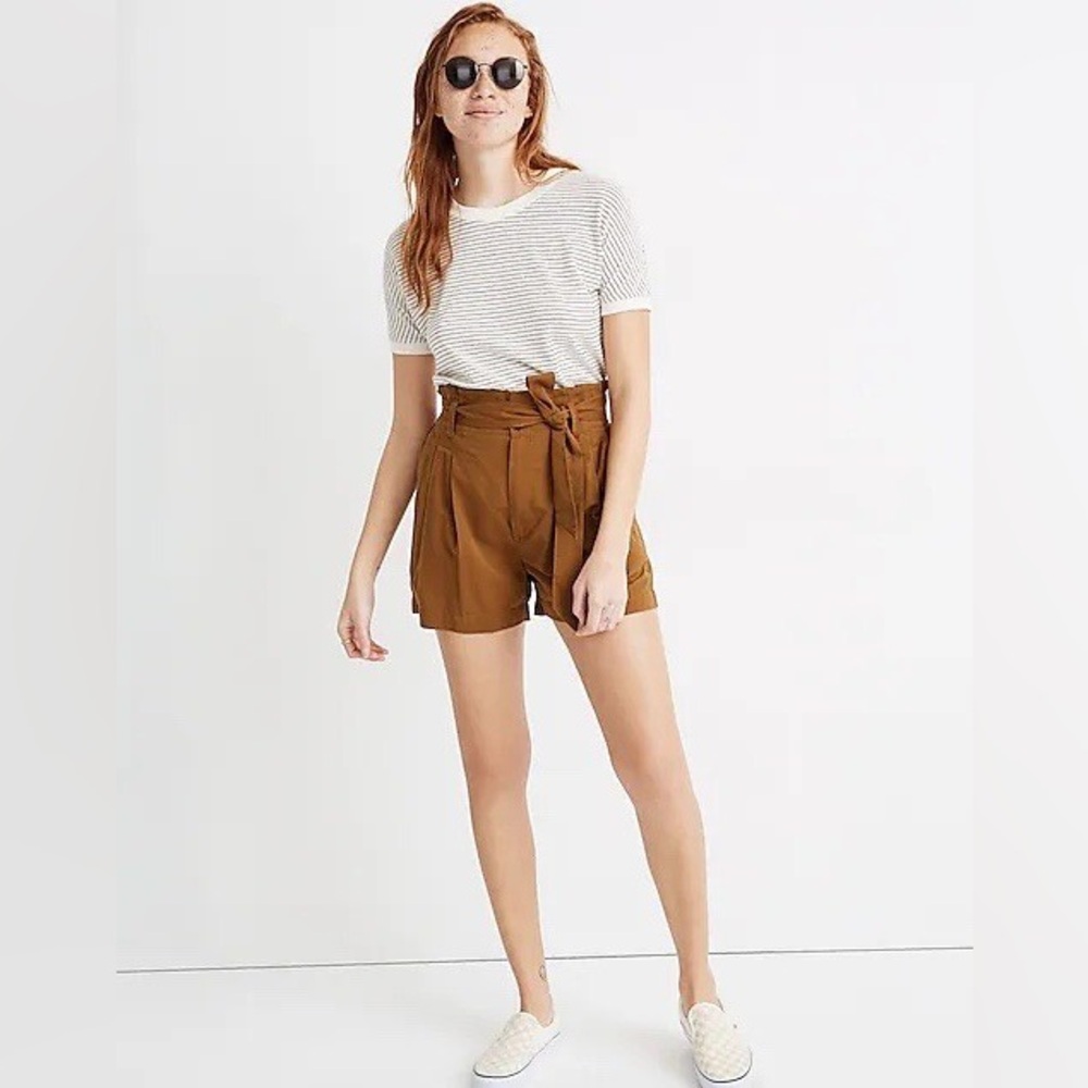 Madewell Paperbag Shorts High Rise Linen Blend